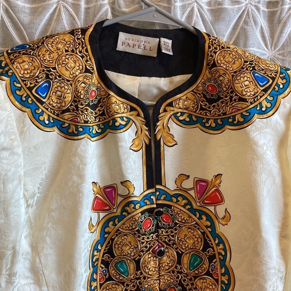 Vintage Adrianna Papell Silk Blazer - Picture 3 of 14